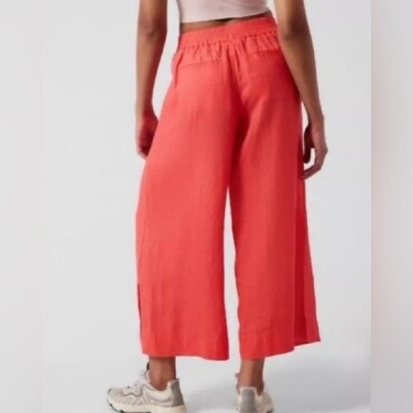 ATHLETA Playa Linen Wide Leg Crop Pants - Passion Fruit Coral - Women’s Size 0 - Picture 5 of 7